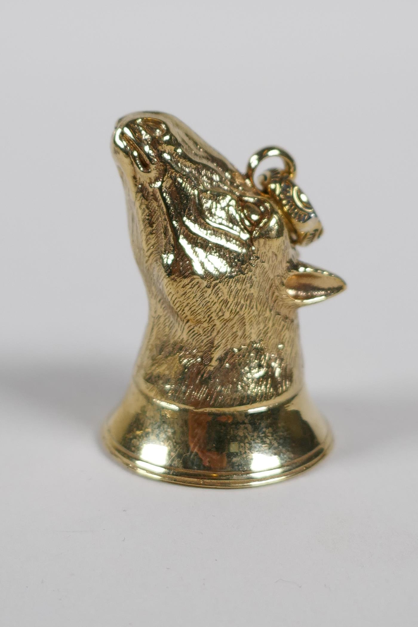 A gilt metal document seal, in the form of a horses head, 1½" - Image 2 of 3