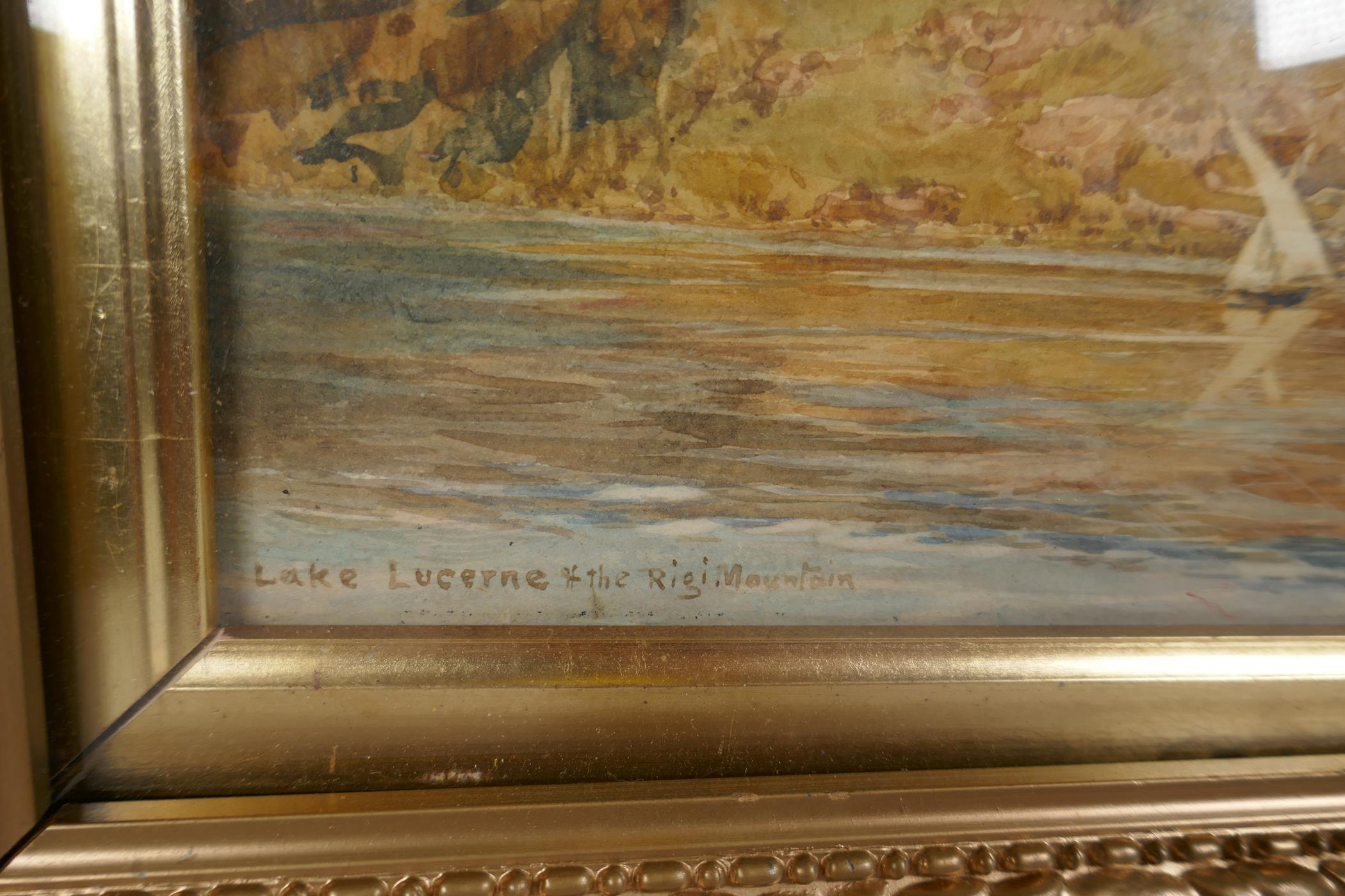 Les Hodgson, mountain lake scene, 'Lake Lucerne and the Rich Mountain', signed & dated 1903, 15" x - Image 3 of 5