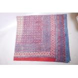 A vintage Indian block printed wall hanging/throw, 98" x 88"