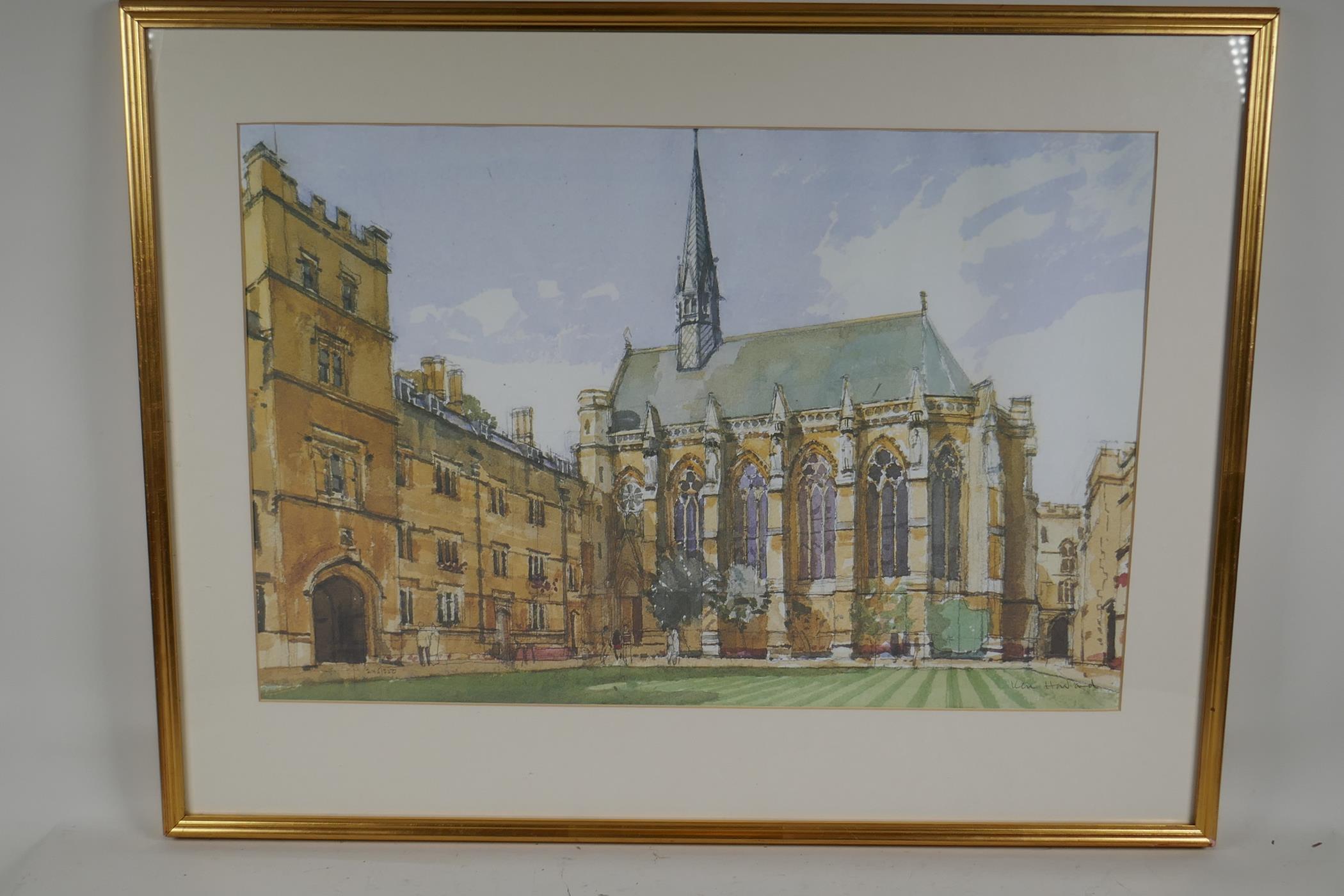 Ken Howard, limited edition print, 245/350, Exeter College, Oxford, pencil signed and numbered, - Image 2 of 5