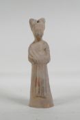 A C19th Chinese terracotta funery figure, 9½" high