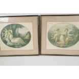 A pair of C19th colour engravings, after Angelica Kauffman, "Cupid disarmed by Euphrosine" & "
