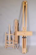 A Winsor and Newton Artist's easel, a smaller portable easel and a Reeves Sketch easel