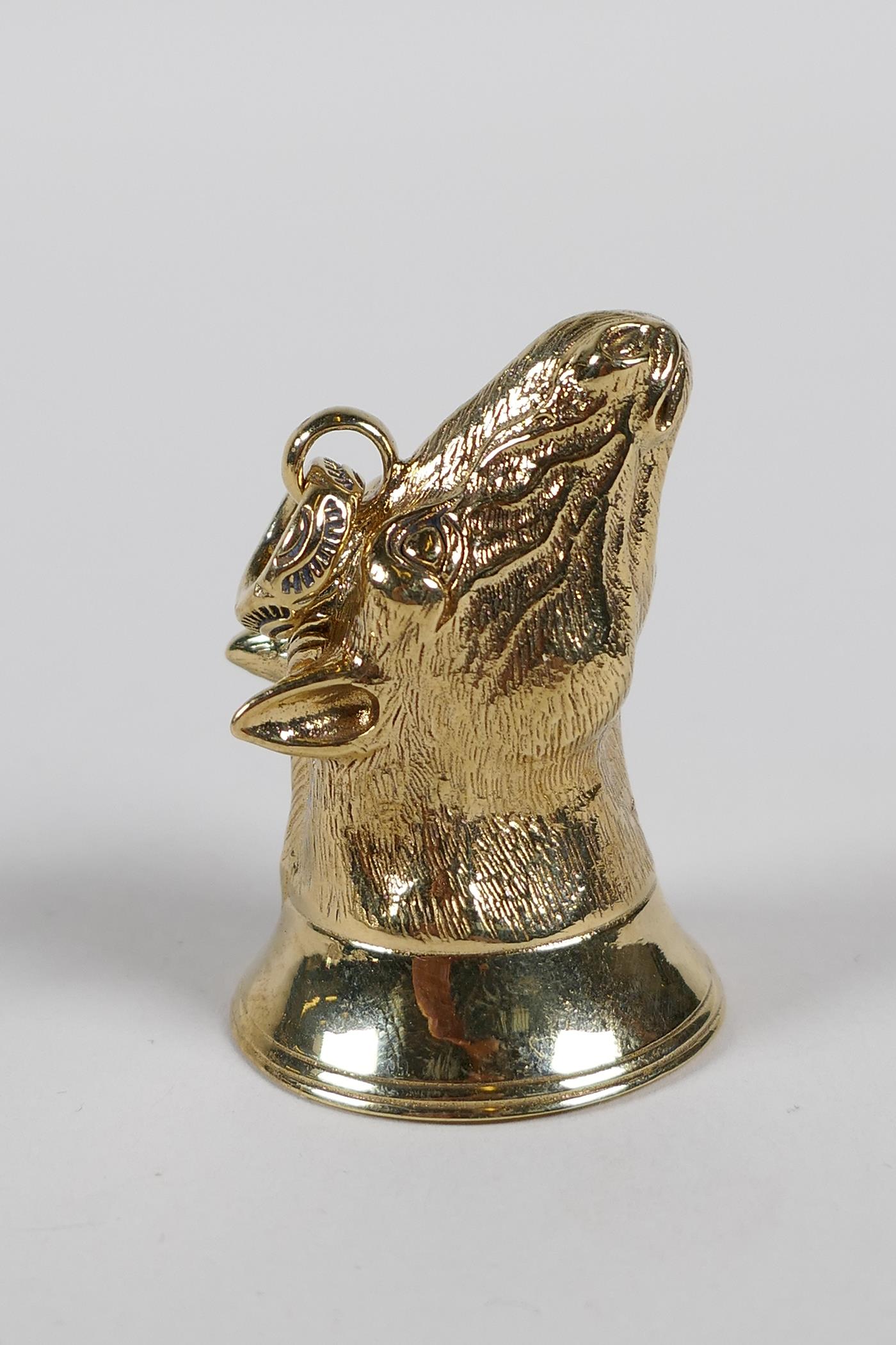 A gilt metal document seal, in the form of a horses head, 1½"