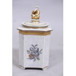 A C19th Royal Copenhagen porcelain tea caddy, with oriental inspired decoration, marked to base