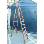 A vintage 'Slingsby' ladder, stamped 1840M, with trade label, 125" long