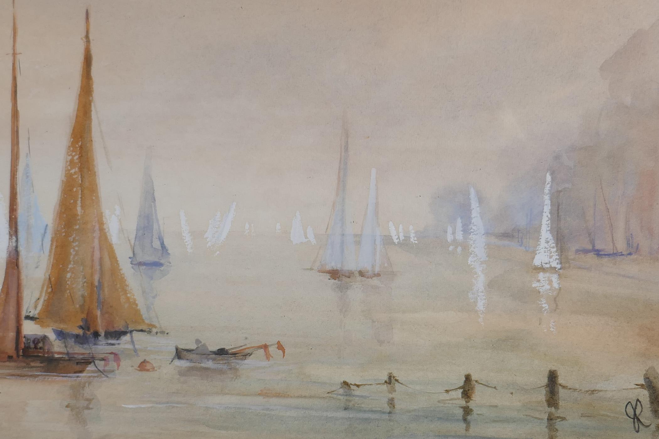 Four C19th/early C20th watercolours, to include a Cornish harbour scene by A. Galliford and 'Peace - Image 4 of 5