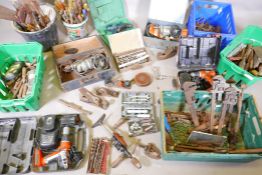 A quantity of vintage and later hand and electrical tools, including a Lada car tool kit