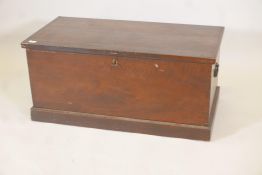 A painted and grained pine blanket box, the interior with a candle box, 37½" x 19", 17½" high