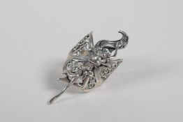 A 925 silver Art Nouveau style ring, decorated with a Nymph, size O/P