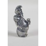 A silver plated vesta case in the form of Mr Punch, 2"