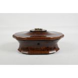 A C19th American burrwood trinket box with chequered banded inlay, 8" x 5"