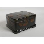 A Japanese Meiji period lacquer box with shibayama inlaid insect decoration, repaired, 6½" x 5"