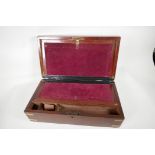 A C19th brass bound mahogany writing box, with fitted interior & secret drawers, (for
