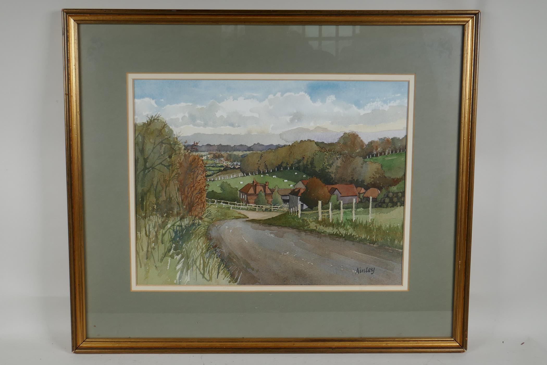 John Ainley, Bocketts Farm, watercolour, 15" x 11" - Image 2 of 5