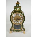 A replica bracket clock in painted case with single train movement, 12" high