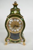 A replica bracket clock in painted case with single train movement, 12" high