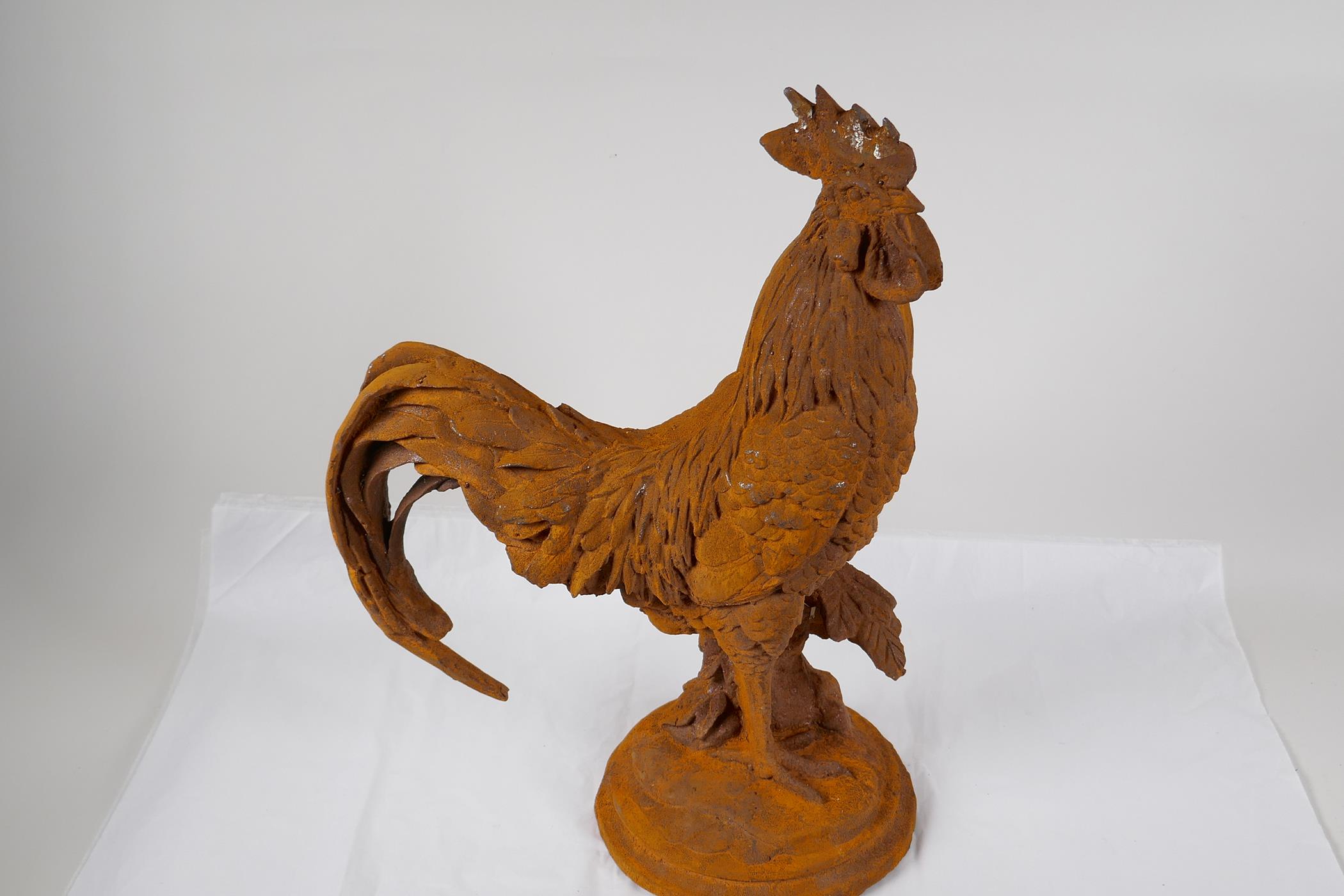 A cast iron garden figure of a cockerel, 17" high - Image 2 of 2