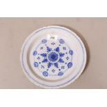 Antique Delft plate with blue and white decoration, 9" diameter