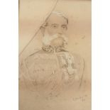 A pencil & wash portrait of a military gentleman, signed R Bucha '87, 8" x 11"