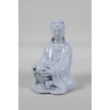 A blanc de chine porcelain figure of Quan Yin, impressed seal marks to the reverse, 5" high