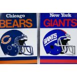 A pair of American football posters, New York Giants and Chicago Bears, 14" x 19"