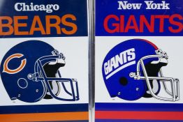 A pair of American football posters, New York Giants and Chicago Bears, 14" x 19"