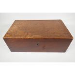 A C19th mahogany writing box with base drawer, 16" x 9 1/4" x 6", for restoration