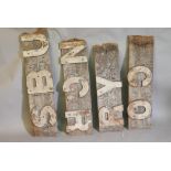 Architectural salvage, a weathered wood Railway station sign with cast iron letters, Congresbury