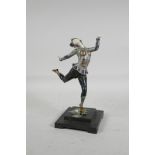 In the manner of Preiss, a painted bronze dancing figure with carved ivorine hands and face, A/F, 9"