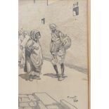 A. S. Forrest, pencil sketch of an arab street, water vendor signed, 6" x 9"