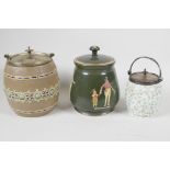 A C19th pottery tobacco jar, by Taylor Tunnicliffe & Co, decorated with Dickensian characters, a