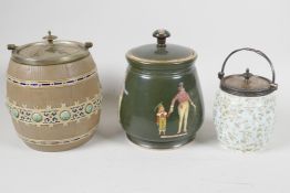 A C19th pottery tobacco jar, by Taylor Tunnicliffe & Co, decorated with Dickensian characters, a