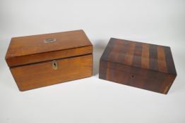A C19th satinwood jewellery box with fitted interior, 12" x 6" x 6½" and another C19th box