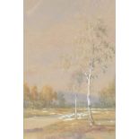 W.M Watt, watercolour, silver birch trees in a landscape, signed, titled on mount "On the Grafton