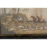 A Victorian hunting print, "Going Into Cover", in a eglomese mount and gilt frame, 17½" x 13½"