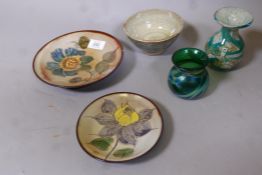 William Plumtree studio pottery bowl, signed, 5" diameter, two Chelsea pottery dishes, and Mdina