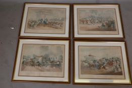 Scenes on the Road, or a Trip to Epsom and Back, set of four coloured engravings after J. Pollard,