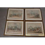Scenes on the Road, or a Trip to Epsom and Back, set of four coloured engravings after J. Pollard,