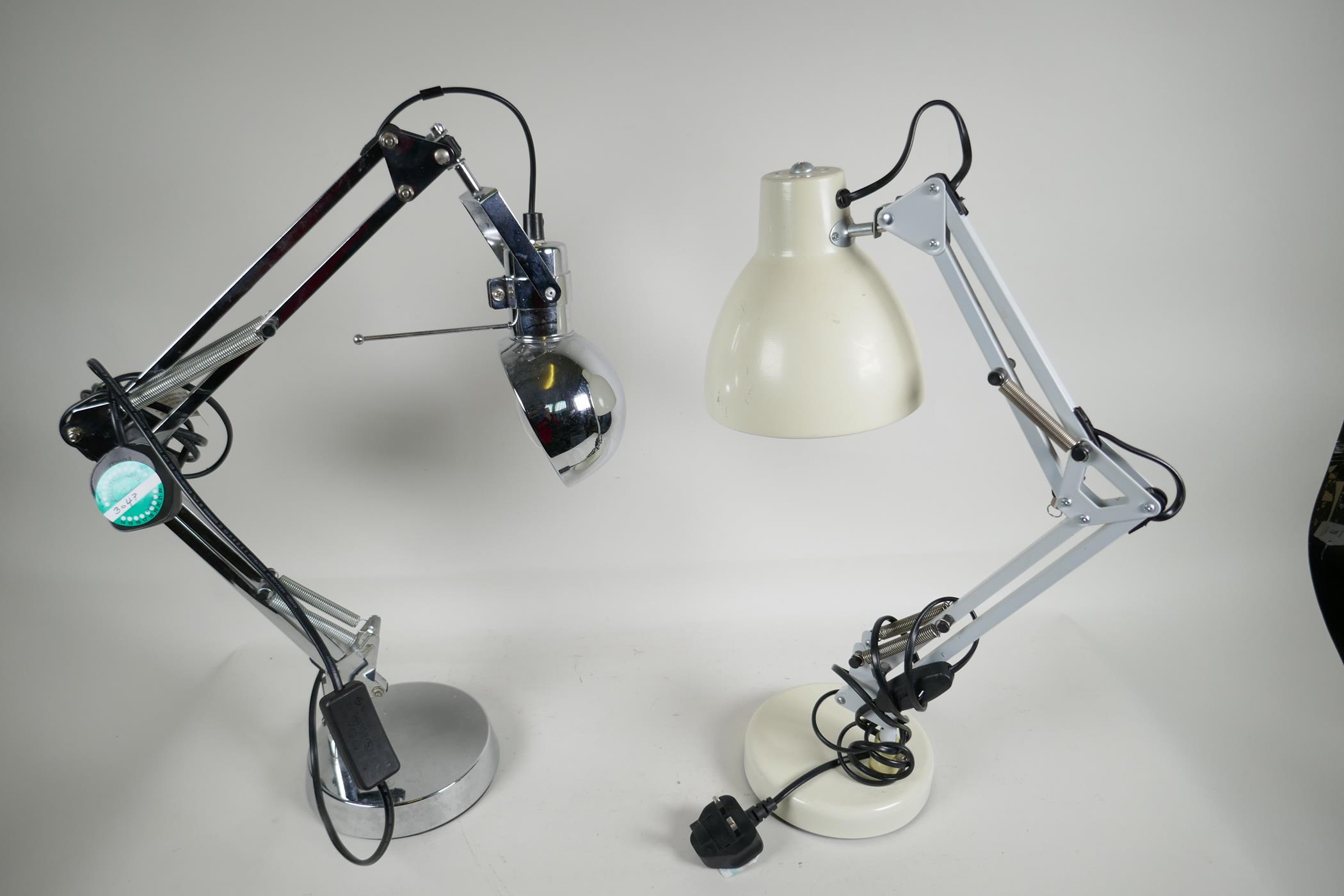 Two contemporary angle poise lamps