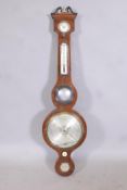 A C19th mahogany mercury banjo barometer with satin wood banded inlay, by Moses Levi of Ipswich, A/