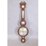 A C19th mahogany mercury banjo barometer with satin wood banded inlay, by Moses Levi of Ipswich, A/