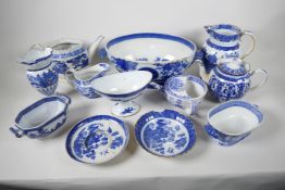 A collection of early C19th blue & white china, including pearlware teapot, Coalport jug, etc. A/F