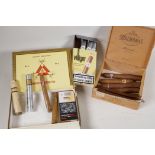 Two cigar boxes and a quantity of cigars, including Villager (3), Habanos, etc