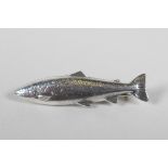 A 925 silver brooch in the form of a salmon, by J.S Brown, 1½" long