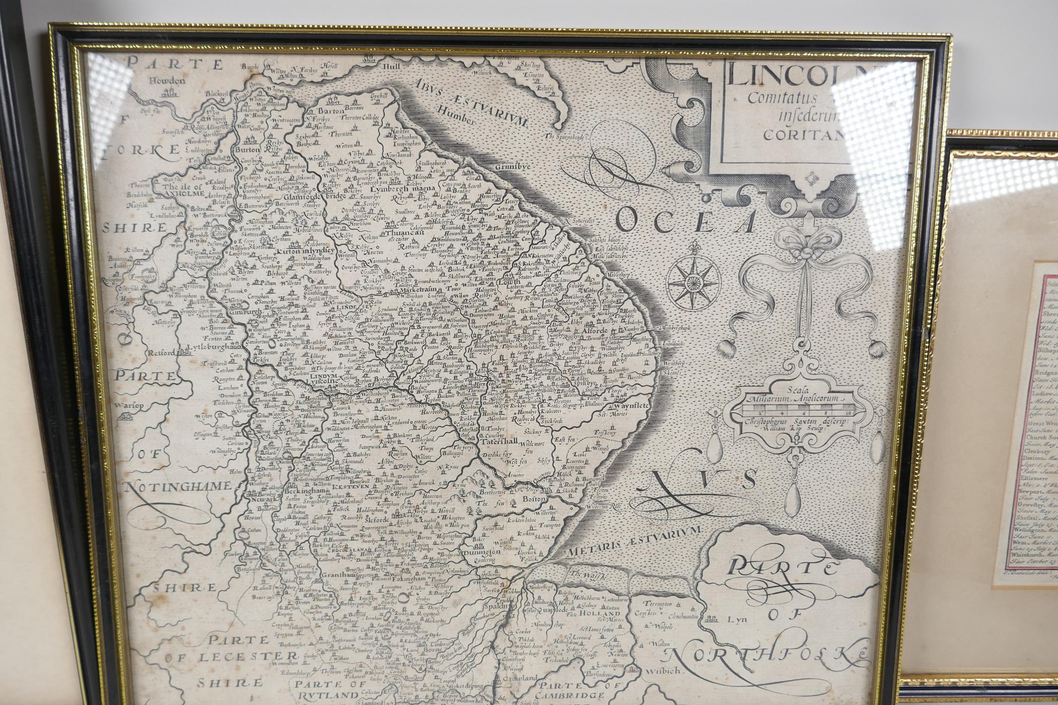 A C17th Saxton and Kip map of Lincolnshire, with - Image 3 of 4