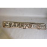 Architectural salvage, a weathered wood railway station sign, Crannaford, 75" long, A/F