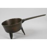 A late C18th/early C19th English bronze skillet, posnet by Robert Street of Bridgewater, 15" long