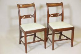 A pair of Regency mahogany pierced bar back side chairs