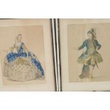 A pair of French costume engravings, 7" x 9½"